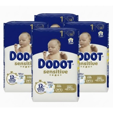 Pañales Dodot Sensitive Talla 1.Pack Súper Ahorro 232 uds (4x58)