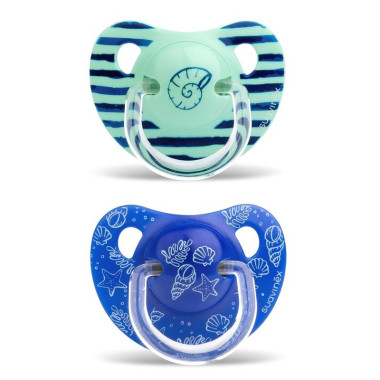 Pack 2 chupetes in the sea blanco y rosa intenso + 18 meses. Silicona. Suavinex